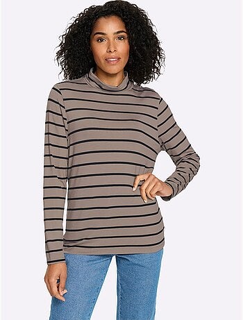 T-shirt à Col Roulé 95% Viscose - Taille Standard - Moda Vilona