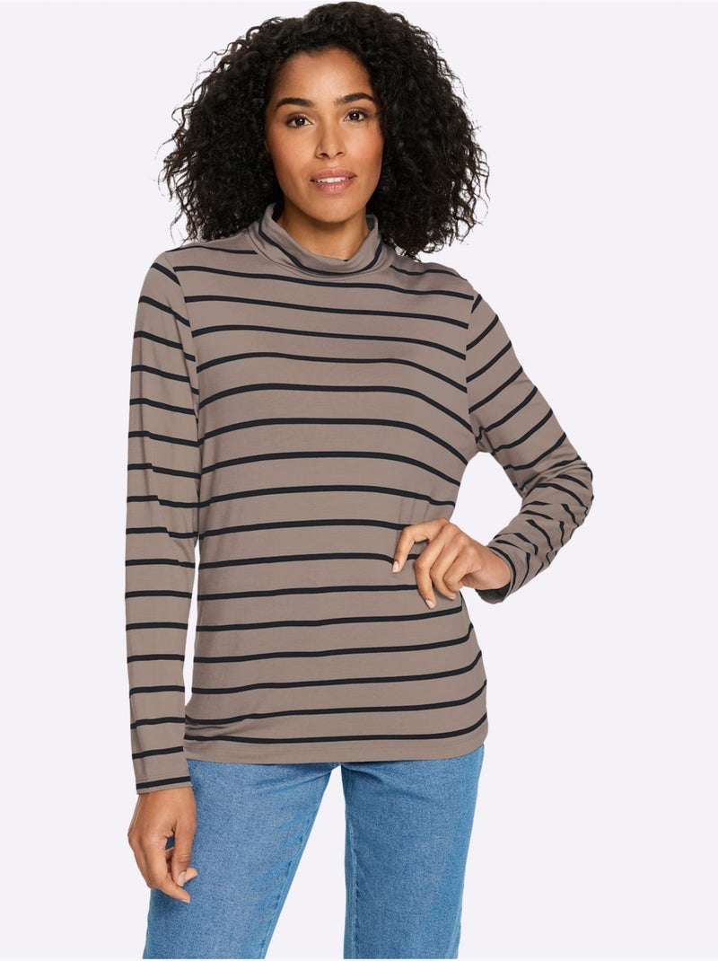 T-shirt à Col Roulé 95% Viscose - Taille Standard - Moda Vilona Beige - Kiabi
