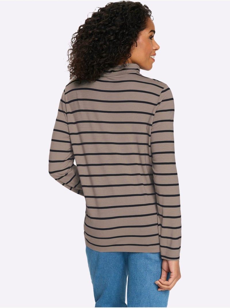 T-shirt à Col Roulé 95% Viscose - Taille Standard - Moda Vilona Beige - Kiabi
