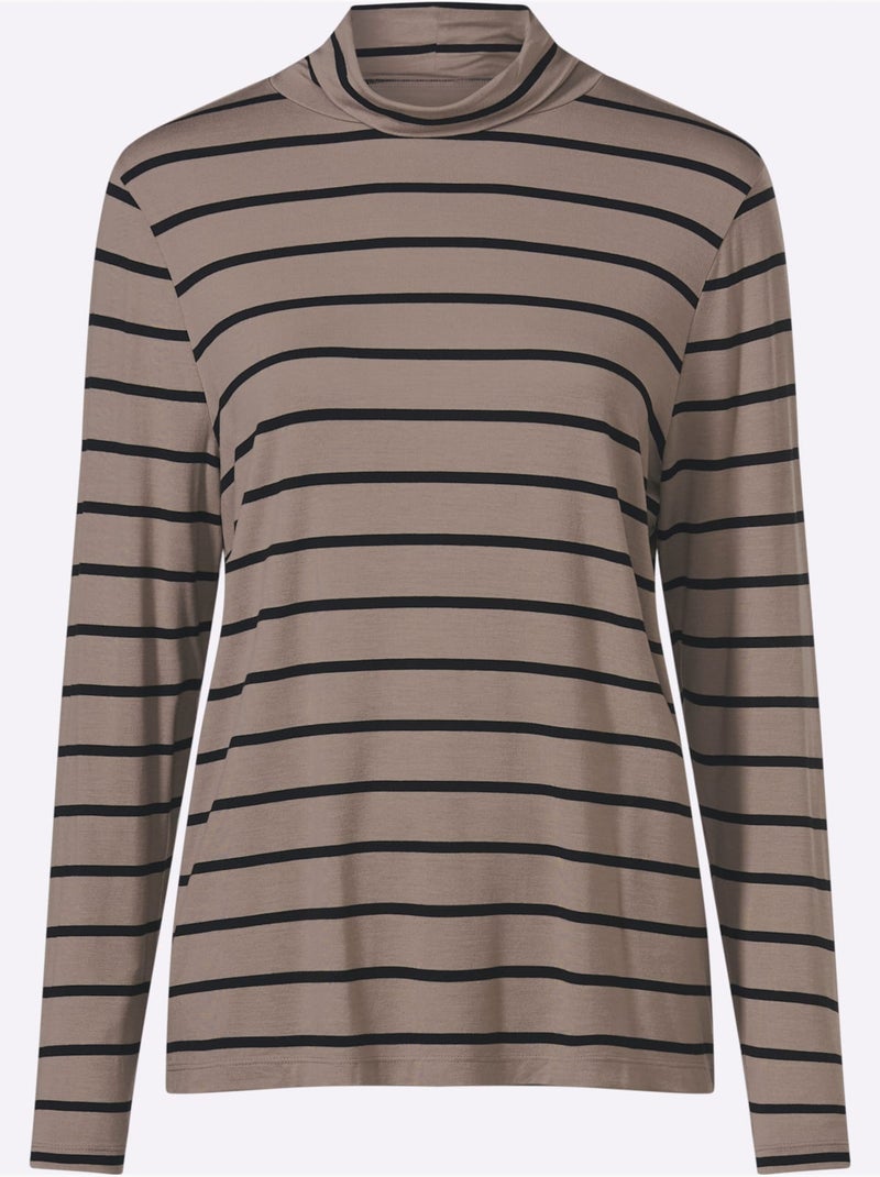 T-shirt à Col Roulé 95% Viscose - Taille Standard - Moda Vilona Beige - Kiabi