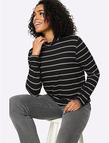 T-shirt à Col Roulé 95% Viscose - Taille Standard - Moda Vilona