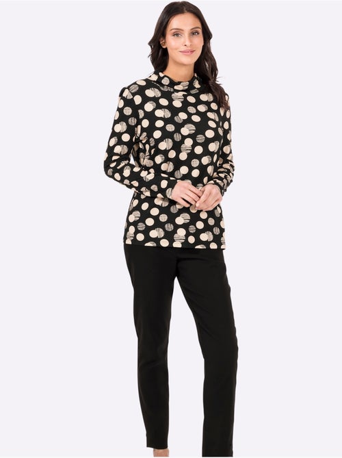 T-shirt à col roulé avec imprimé pois et manches longues - taille standard - witt - Kiabi
