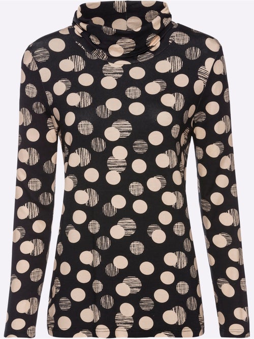 T-shirt à col roulé avec imprimé pois et manches longues - taille standard - witt - Kiabi