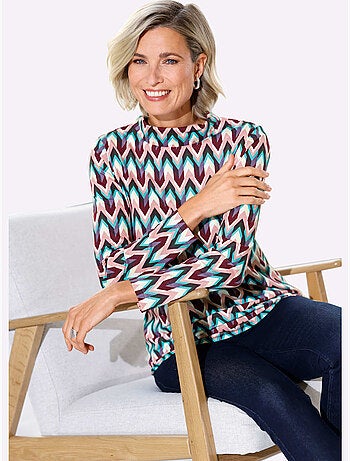 T-shirt à col roulé col roulé flatteur - taille standard - moda vilona