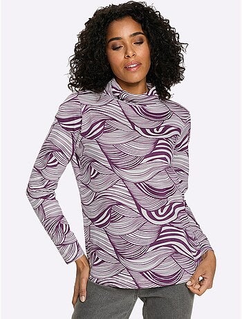 T-shirt à Col Roulé Col Roulé Flatteur - Taille Standard - Moda Vilona