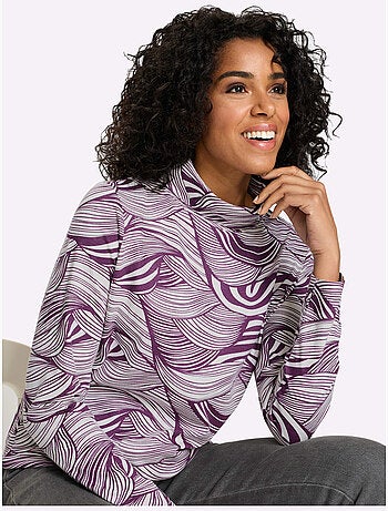 T-shirt à Col Roulé Col Roulé Flatteur - Taille Standard - Moda Vilona