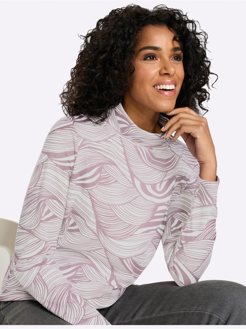 T-shirt à Col Roulé Col Roulé Flatteur - Taille Standard - Moda Vilona Mauve - Kiabi