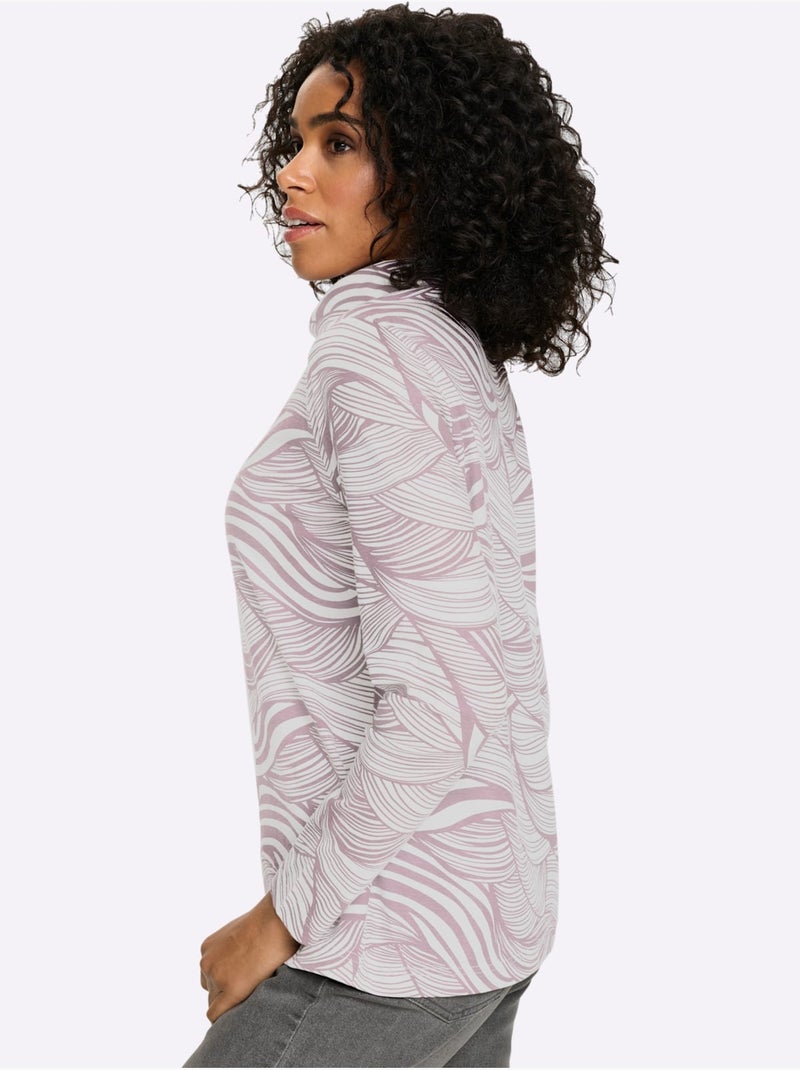 T-shirt à Col Roulé Col Roulé Flatteur - Taille Standard - Moda Vilona Mauve - Kiabi