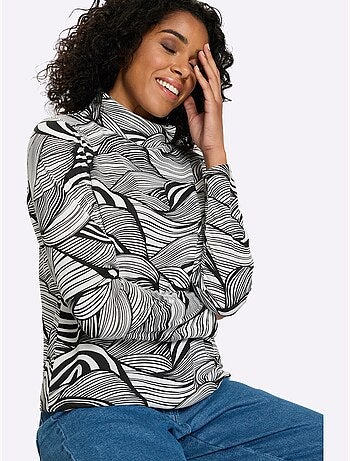 T-shirt à Col Roulé Col Roulé Flatteur - Taille Standard - Moda Vilona