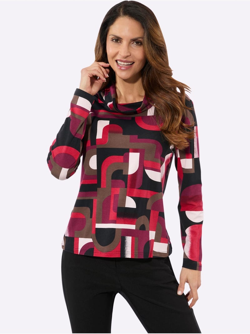 T-shirt à col roulé col roulé flatteur - taille standard - witt Marron/Rose - Kiabi