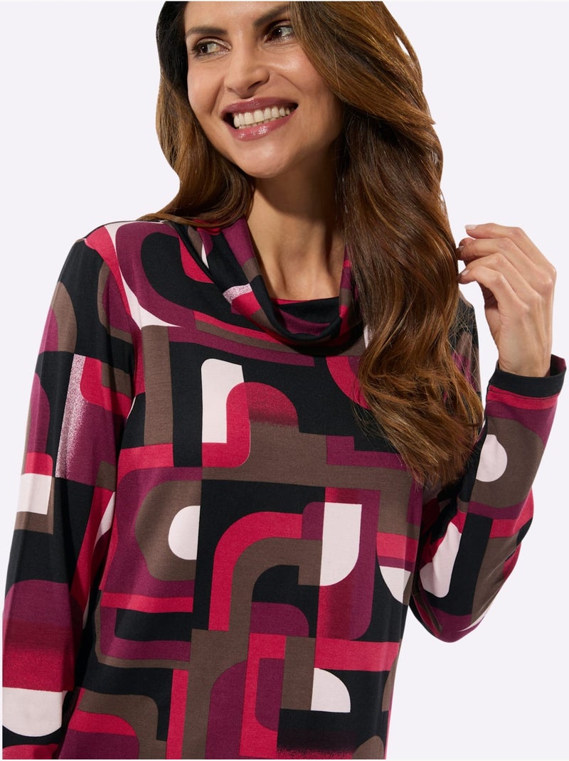 T-shirt à col roulé col roulé flatteur - taille standard - witt Marron/Rose - Kiabi