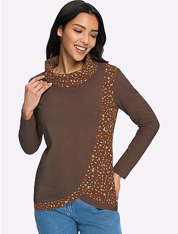 T-shirt à col roulé grand col roulé doublé - taille standard - moda vilona
