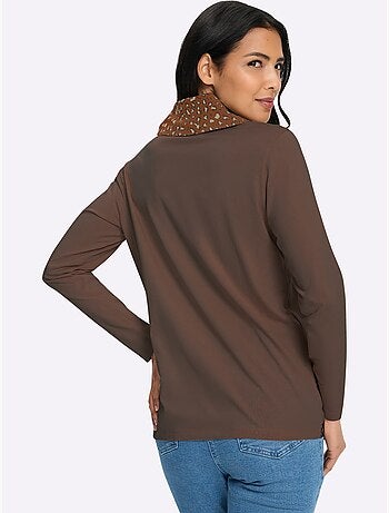 T-shirt à col roulé grand col roulé doublé - taille standard - moda vilona