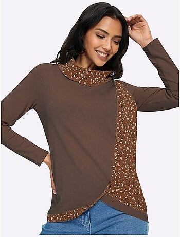 T-shirt à col roulé grand col roulé doublé - taille standard - moda vilona