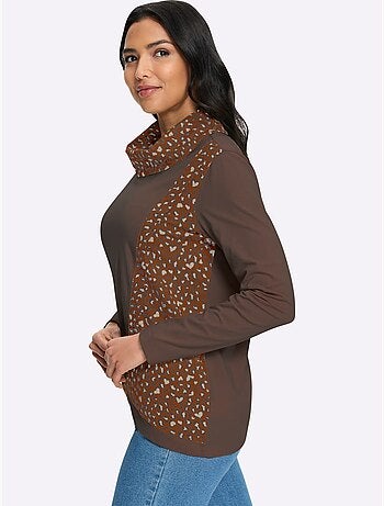 T-shirt à col roulé grand col roulé doublé - taille standard - moda vilona