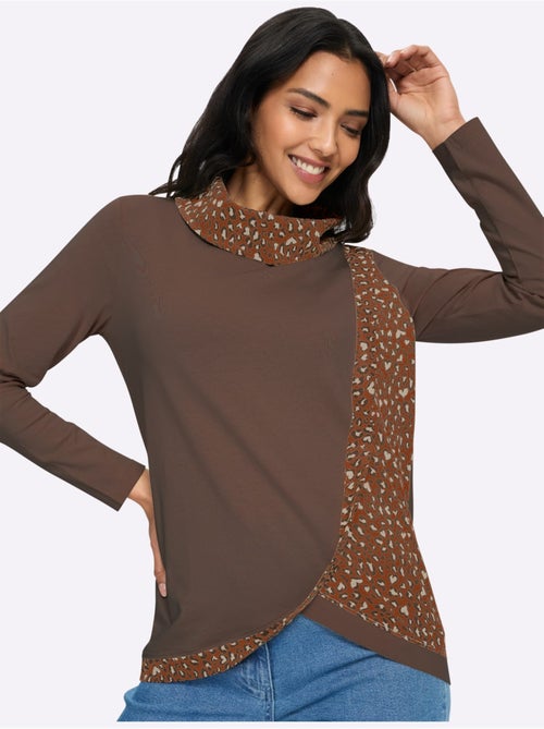 T-shirt à col roulé grand col roulé doublé - taille standard - moda vilona - Kiabi T-shirt à col roulé grand col roulé doublé - taille standard - moda vilona - Kiabi
