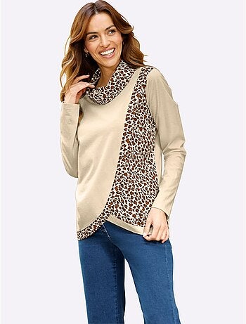 T-shirt à col roulé grand col roulé doublé - taille standard - moda vilona