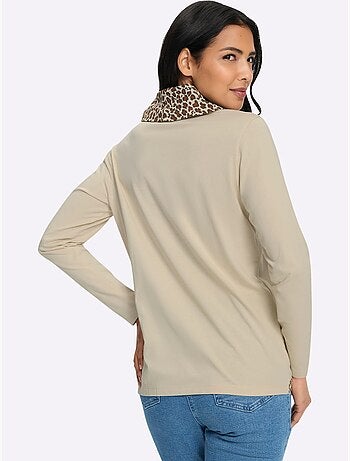 T-shirt à col roulé grand col roulé doublé - taille standard - moda vilona