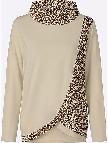 T-shirt à col roulé grand col roulé doublé - taille standard - moda vilona