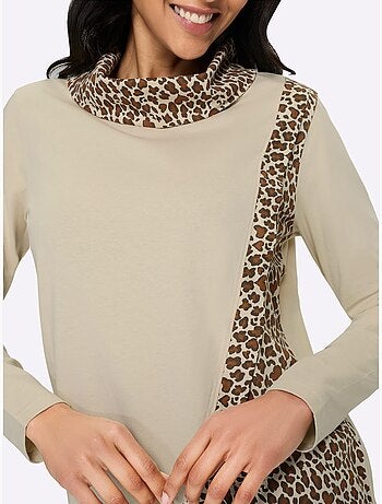 T-shirt à col roulé grand col roulé doublé - taille standard - moda vilona