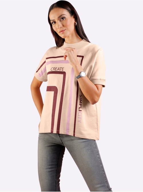 T-shirt à col roulé imprimé brillant tendance - taille standard - helline - Kiabi T-shirt à col roulé imprimé brillant tendance - taille standard - helline - Kiabi