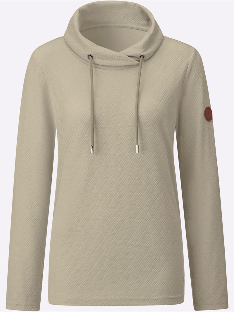 T-shirt à Col Roulé Jacquard En Jersey Tendance - Taille Standard - Witt Beige - Kiabi