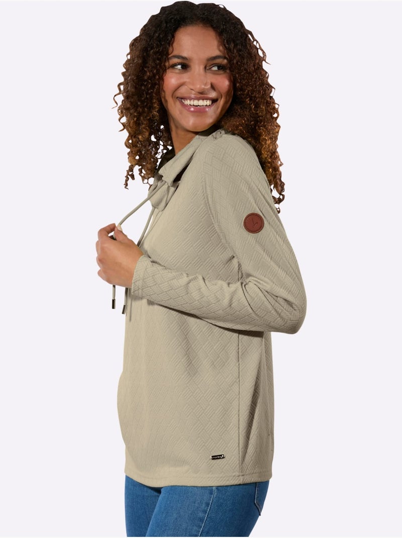 T-shirt à Col Roulé Jacquard En Jersey Tendance - Taille Standard - Witt Beige - Kiabi