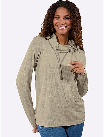 T-shirt à Col Roulé Jacquard En Jersey Tendance - Taille Standard - Witt