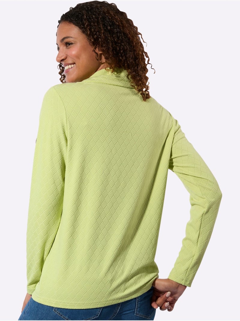 T-shirt à Col Roulé Jacquard En Jersey Tendance - Taille Standard - Witt Vert pistache - Kiabi