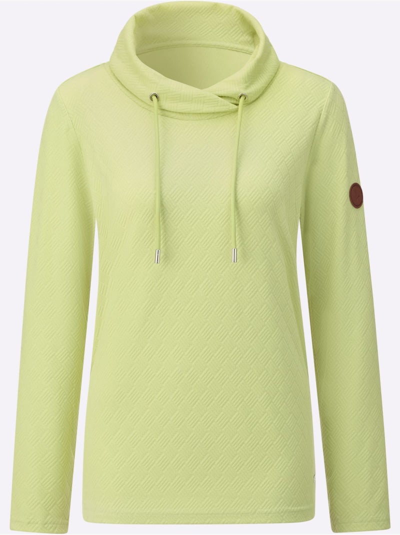 T-shirt à Col Roulé Jacquard En Jersey Tendance - Taille Standard - Witt Vert pistache - Kiabi