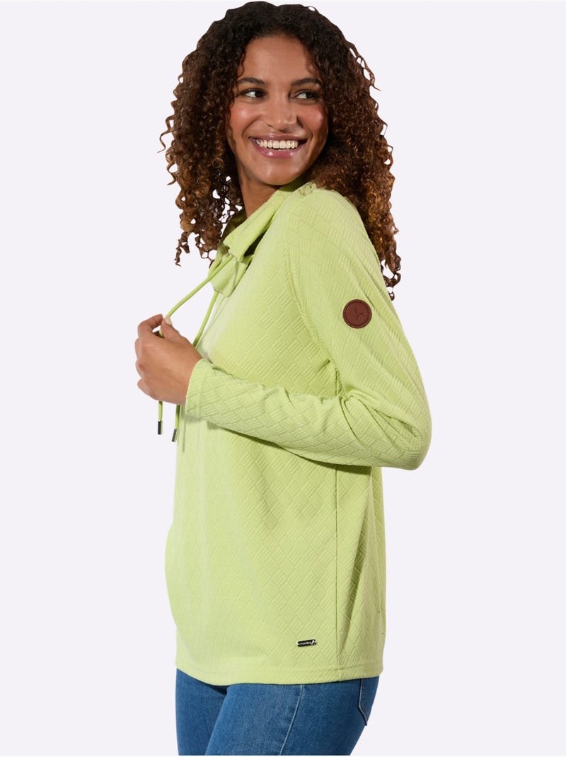 T-shirt à Col Roulé Jacquard En Jersey Tendance - Taille Standard - Witt Vert pistache - Kiabi