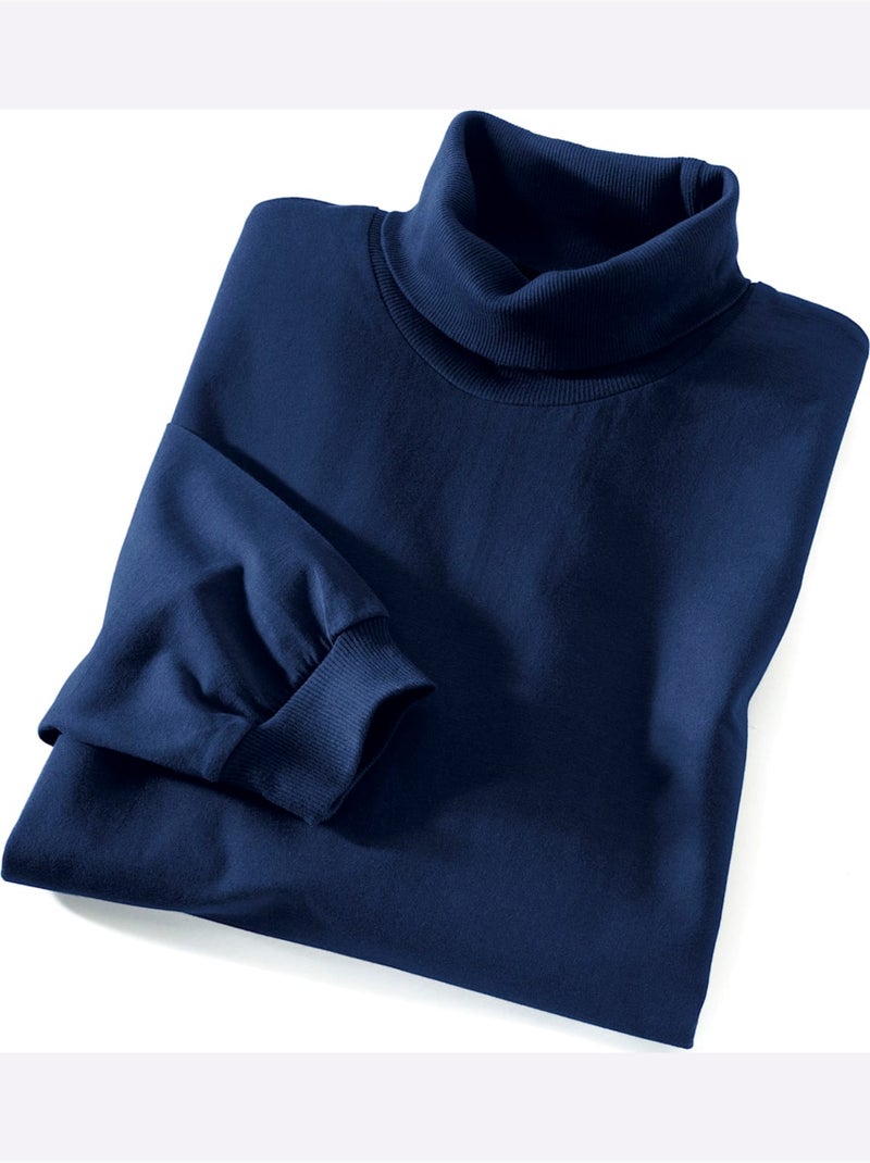 T-shirt à col roulé jersey fin - taille standard - moda vilona Bleu marine - Kiabi