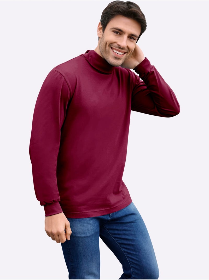 T-shirt à col roulé jersey fin - taille standard - moda vilona Bordeaux - Kiabi