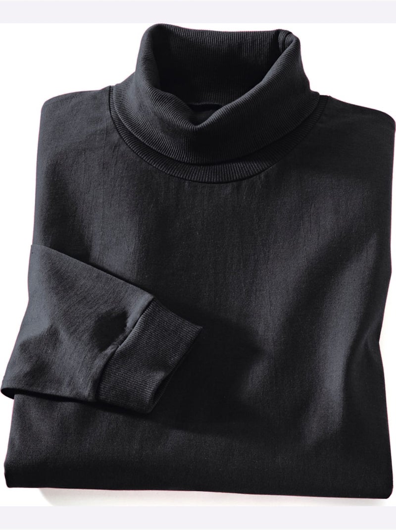 T-shirt à col roulé jersey fin - taille standard - moda vilona Noir - Kiabi