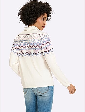 T-shirt à col roulé joli motif norvégien - taille standard - helline
