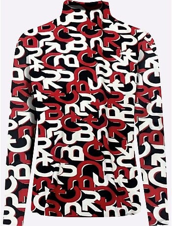 T-shirt à Col Roulé Motif Imprimé Exclusif - Taille Standard - Helline