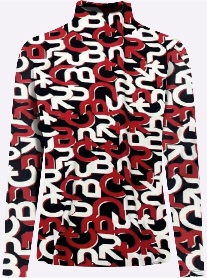 T-shirt à Col Roulé Motif Imprimé Exclusif - Taille Standard - Helline Ecru/Marine - Kiabi