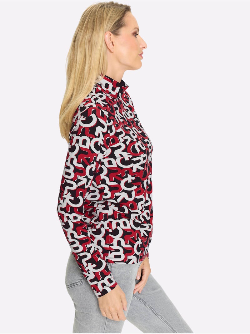 T-shirt à Col Roulé Motif Imprimé Exclusif - Taille Standard - Helline Noir Rouge - Kiabi