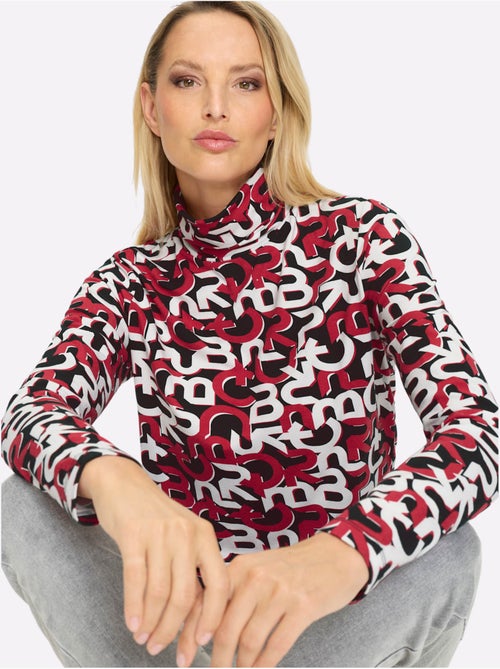 T-shirt à Col Roulé Motif Imprimé Exclusif - Taille Standard - helline - Kiabi