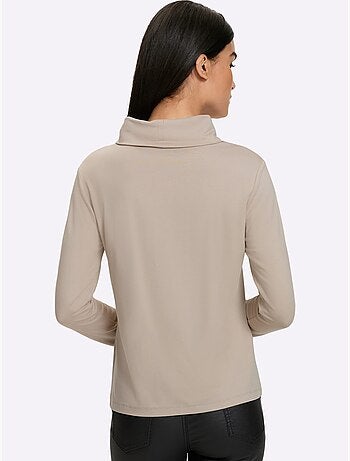 T-shirt à col roulé petites pierres brillantes fantaisie - taille standard - helline