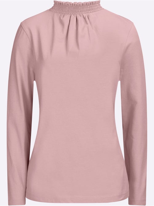 T-shirt à col smocké avec manches longues et fronces - taille standard - moda vilona - Kiabi T-shirt à col smocké avec manches longues et fronces - taille standard - moda vilona - Kiabi