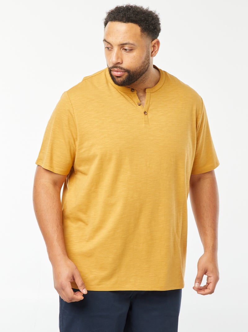 T-shirt à col tunisien Beige - Kiabi