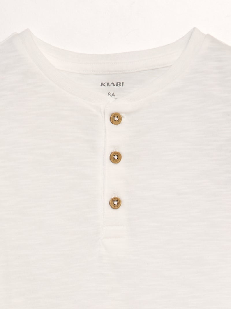 T-shirt à col tunisien blanc - Kiabi