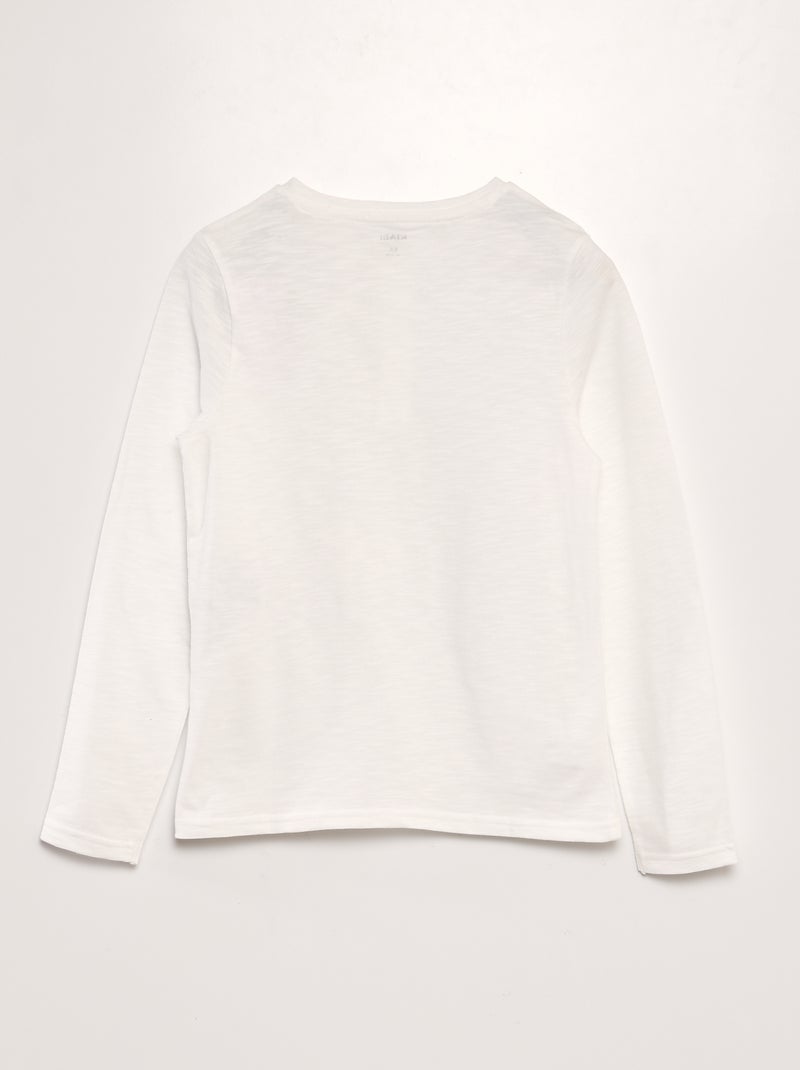 T-shirt à col tunisien blanc - Kiabi