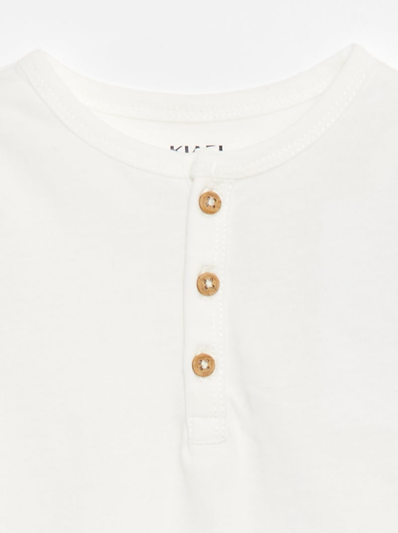 T-shirt à col tunisien blanc - Kiabi