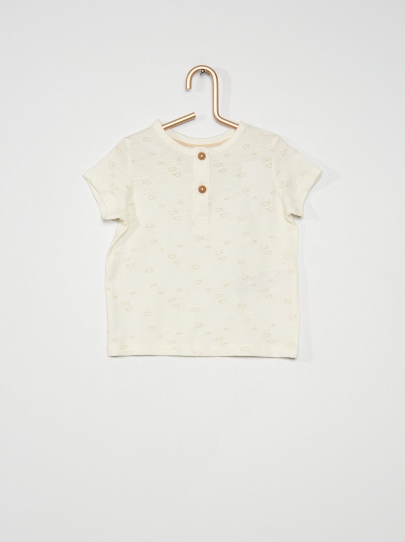 T-shirt à col tunisien blanc - Kiabi