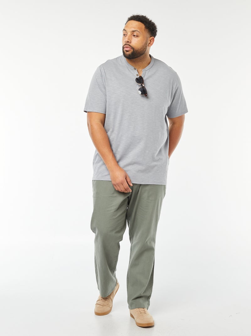 T-shirt à col tunisien Bleu - Kiabi