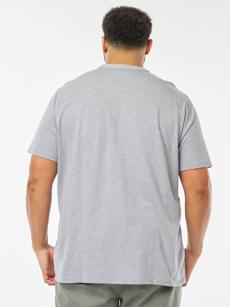 T-shirt à col tunisien Bleu - Kiabi