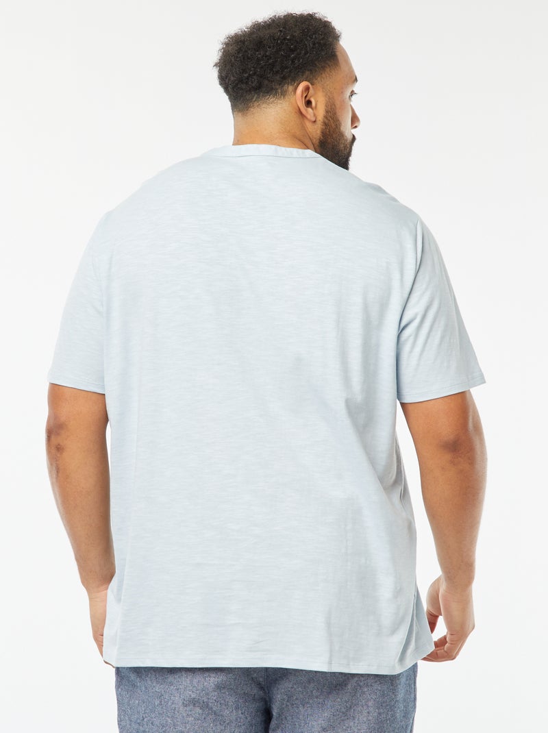 T-shirt à col tunisien Bleu - Kiabi