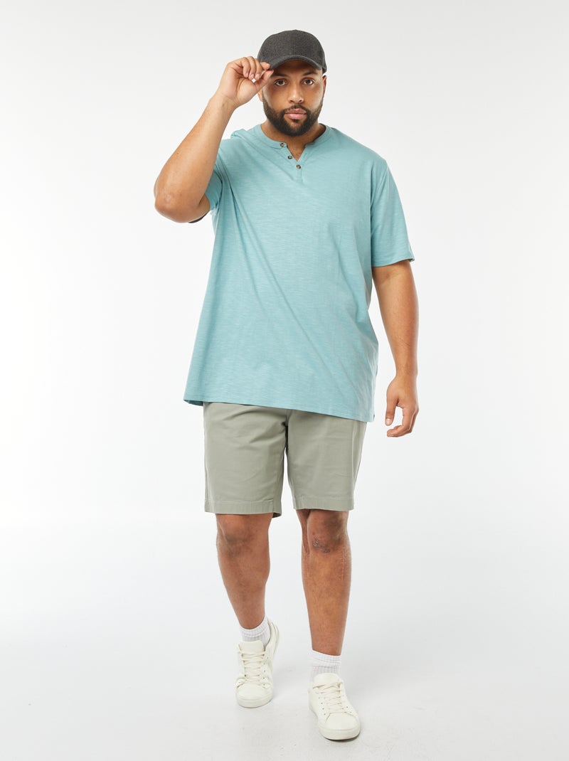 T-shirt à col tunisien Bleu - Kiabi